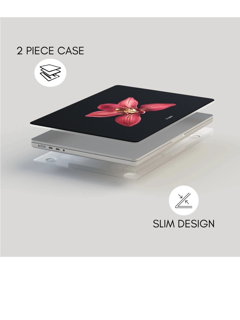 NWT FRAGOLA Black Laptop Skin with Red Orchid Design MacBook 16 - Picture 2 of 6